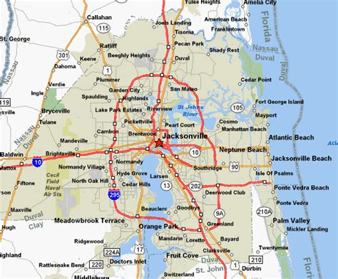 map of jacksonville florida and surrounding area